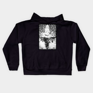 Mysterious Siren in dark forest with lake Kids Hoodie